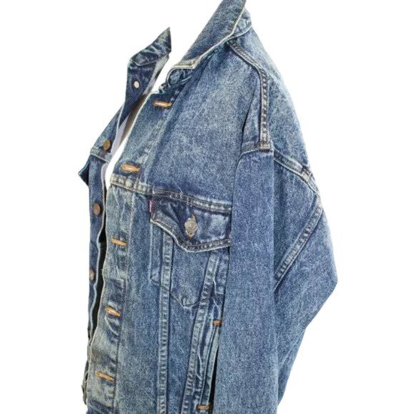 Levi Trucker Jacket Y2K Vintage Jaguar Sun Petroglyphs Logo Vintage Size Small - Picture 8 of 14